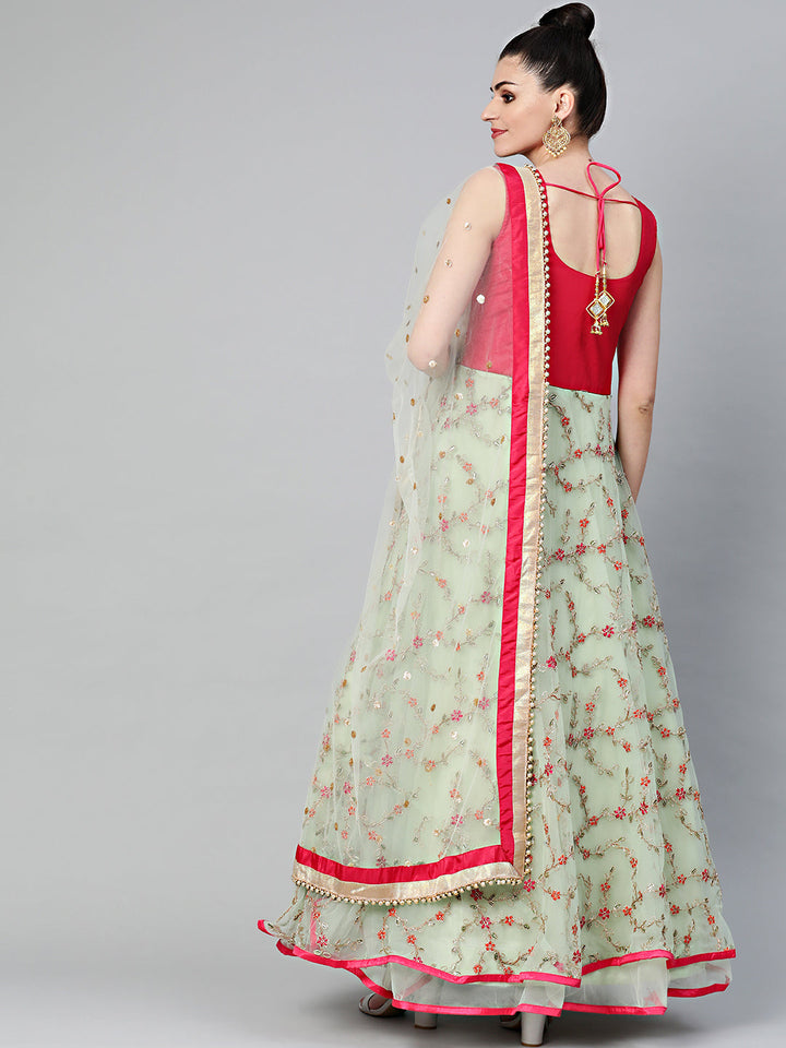 Embroidered Anarkali Kurta Set with Sequinned Dupatta