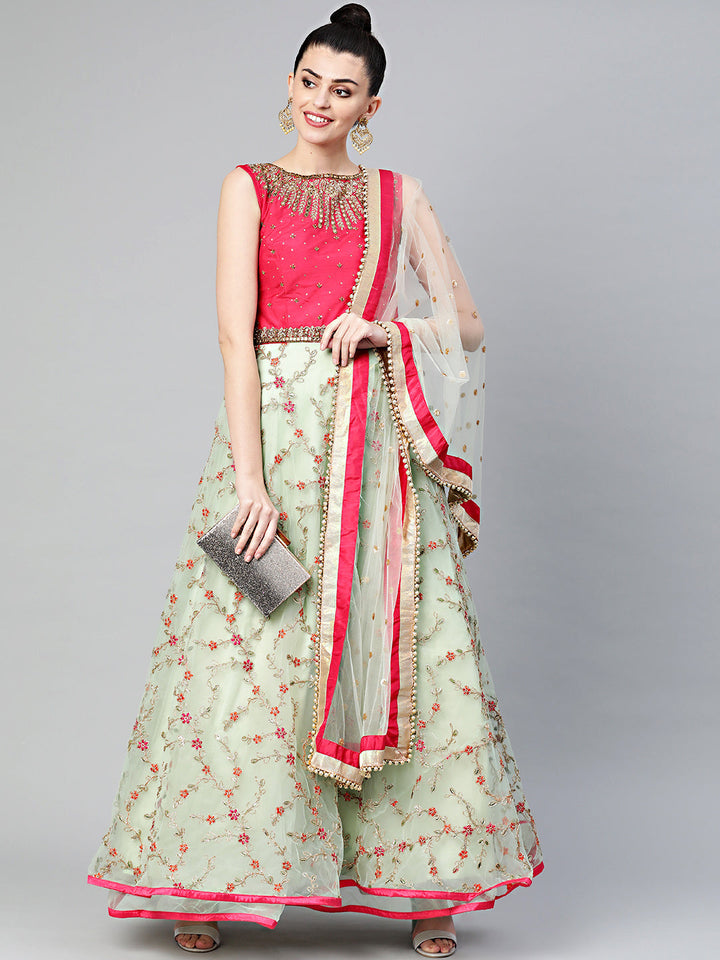 Embroidered Anarkali Kurta Set with Sequinned Dupatta