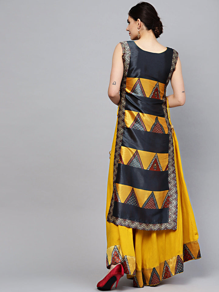 Tribal Pattern Layered Dress with Crystal Embellishments