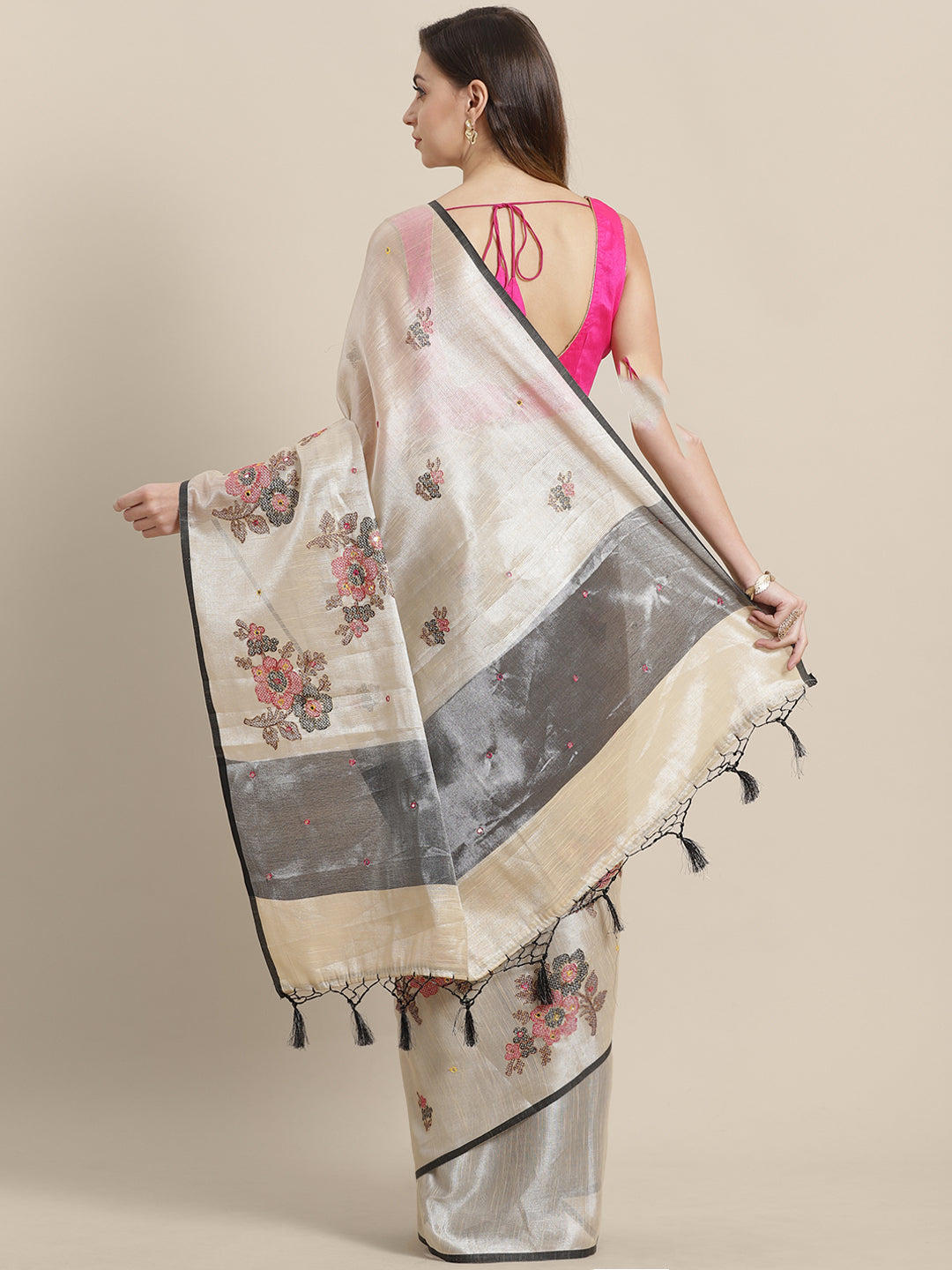 Organza Tissue saree with Resham Cross Stitch