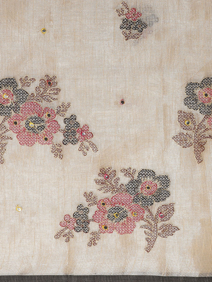 Organza Tissue saree with Resham Cross Stitch