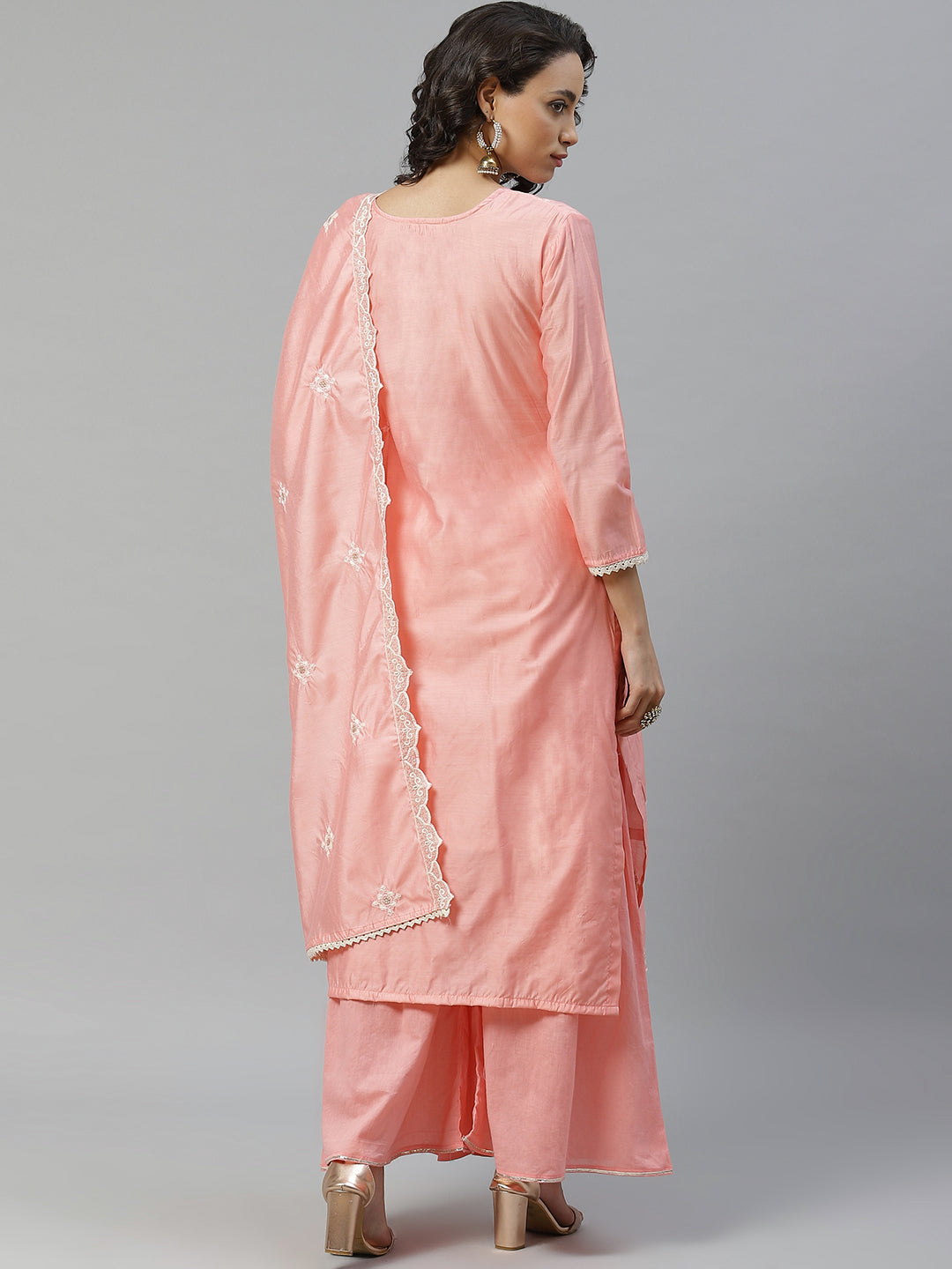 Chikankari Resham Embroidery Semi-stitched suit with Scalloped Dupatta