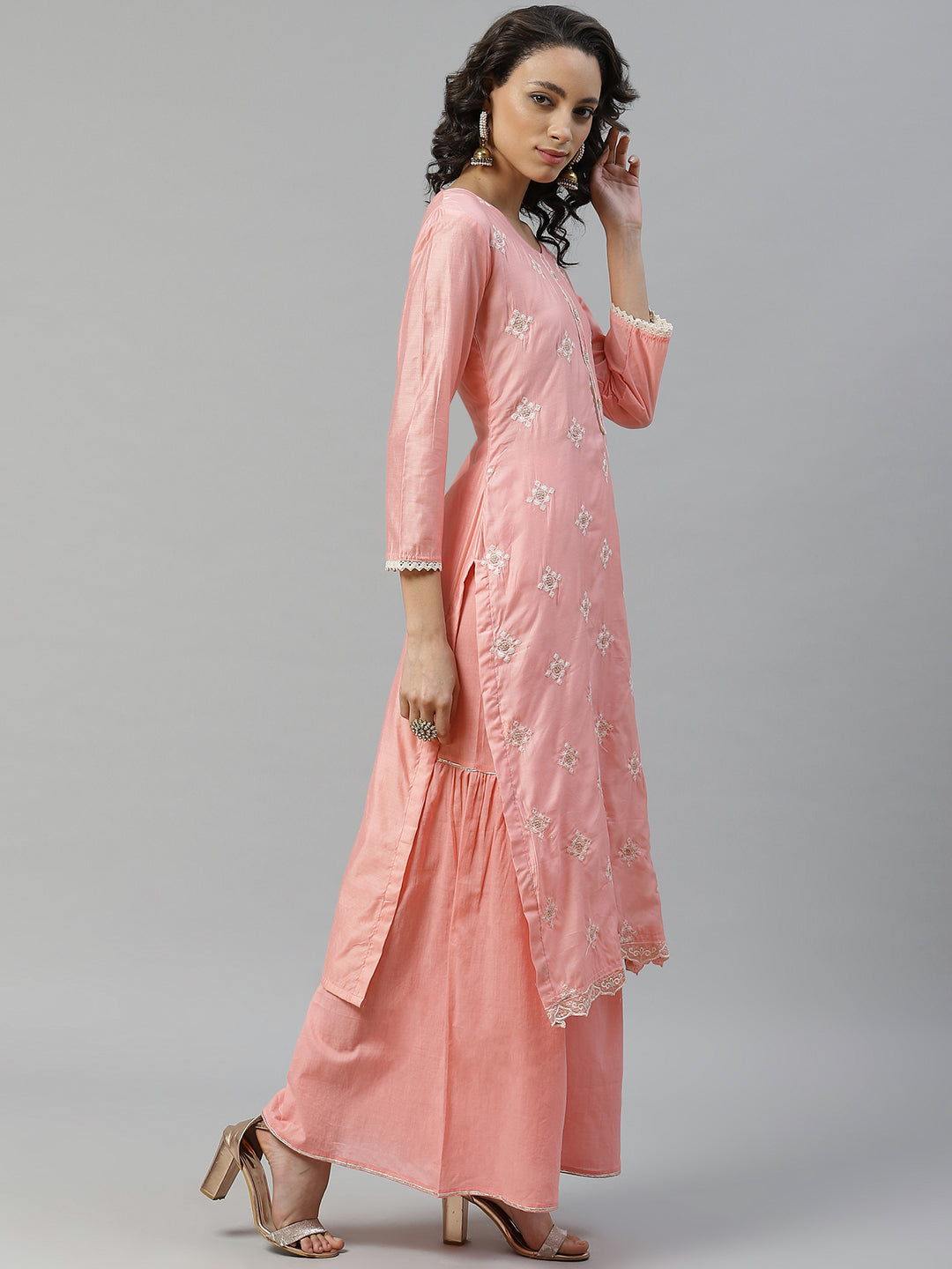 Chikankari Resham Embroidery Semi-stitched suit with Scalloped Dupatta