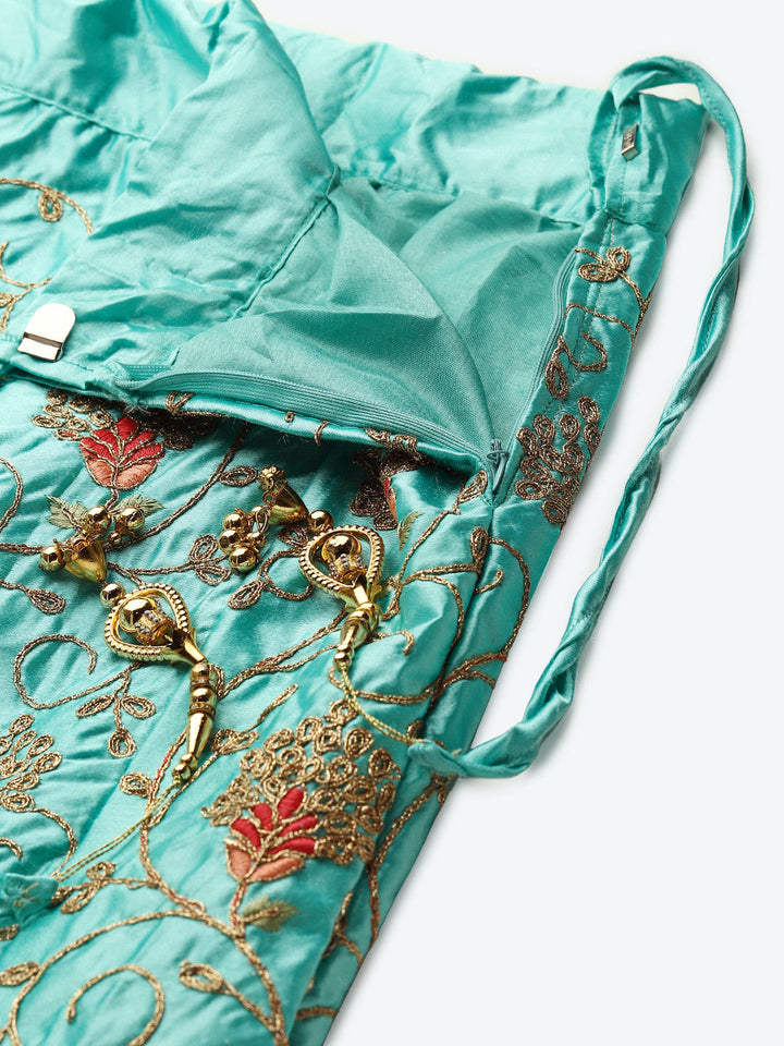Pastel Semi-Stitched Lehenga Set with Zari & Resham Meenakari  Floral Embroidery