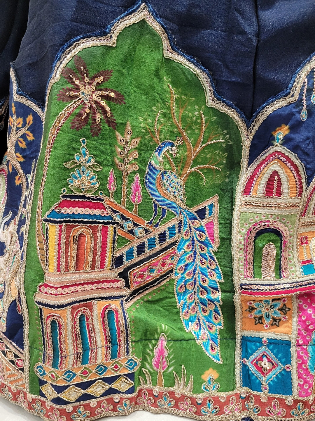 Resham Embroidered Kalidar Lehenga Choli Set with Animal & Peacock motifs