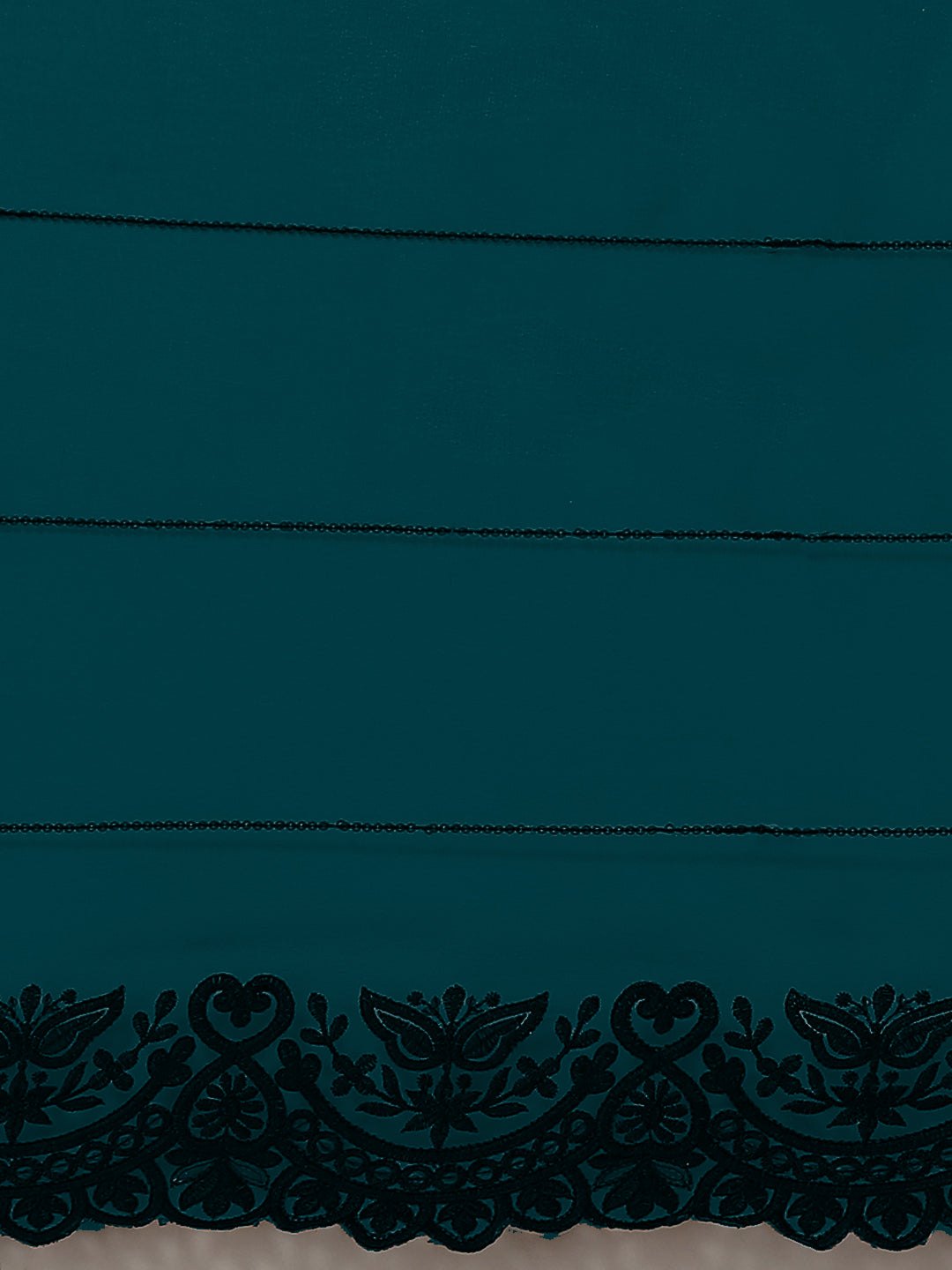 Bright Teal Blue Georgette Saree With Scalloped Border