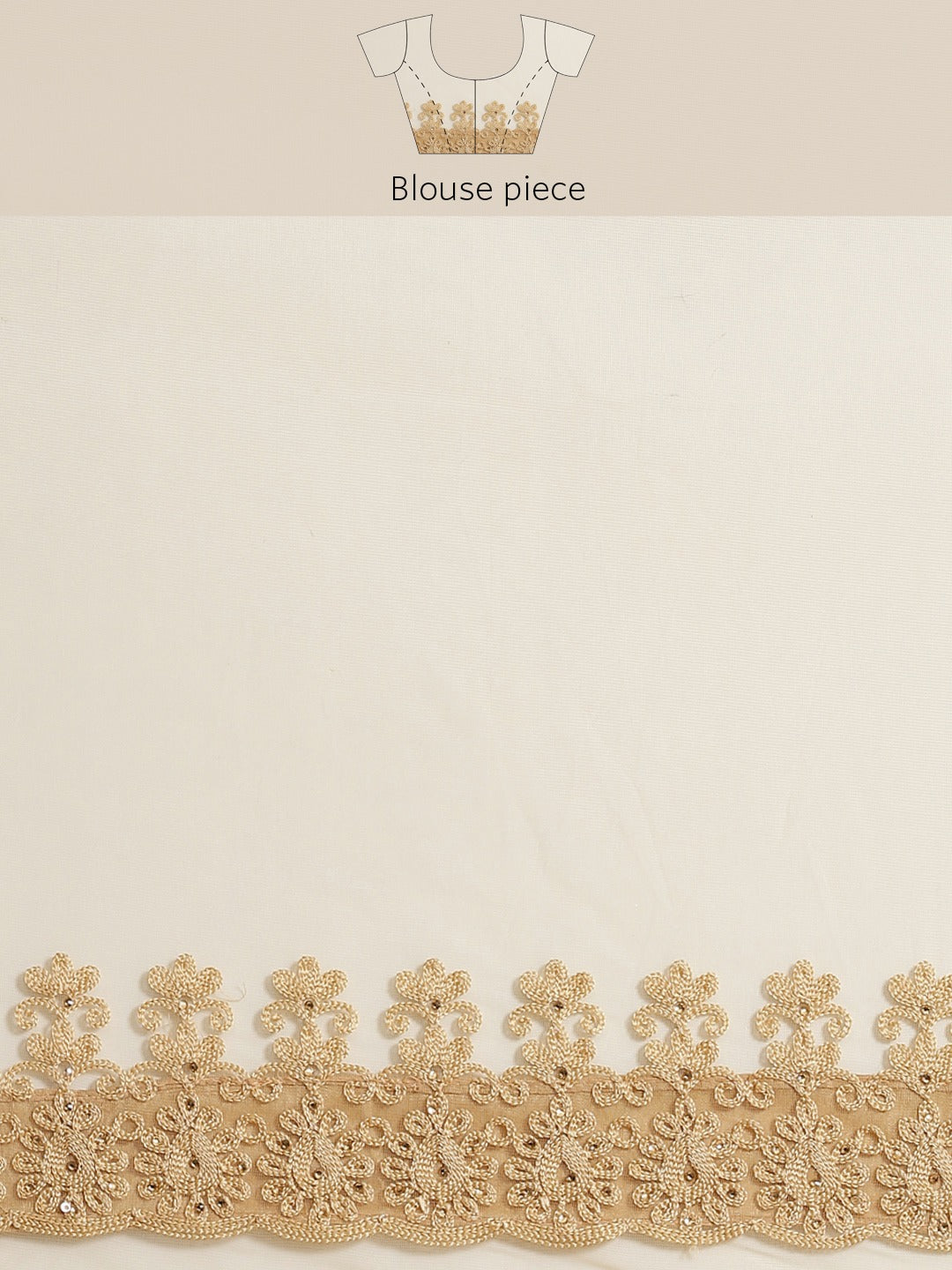 Resham Embroidered Saree with Scalloped border, Zari paisleys and crystal Embellishments
