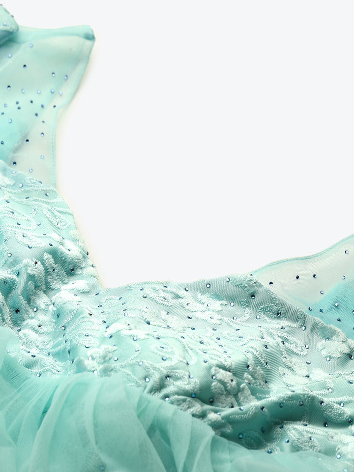 Pastel Brasso Embellished Lehenga Set with Peplum Style Ruffled blouse & Frilled dupatta