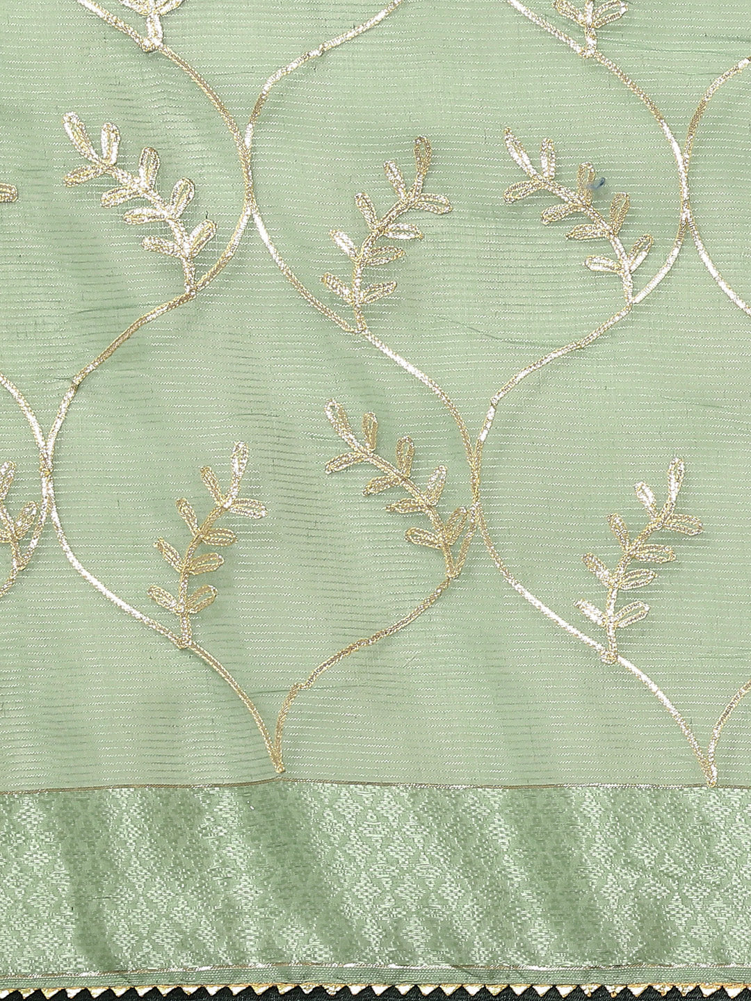 Gota Patti Embroidery Chanderi Saree With Resham Gota Border & Tassels