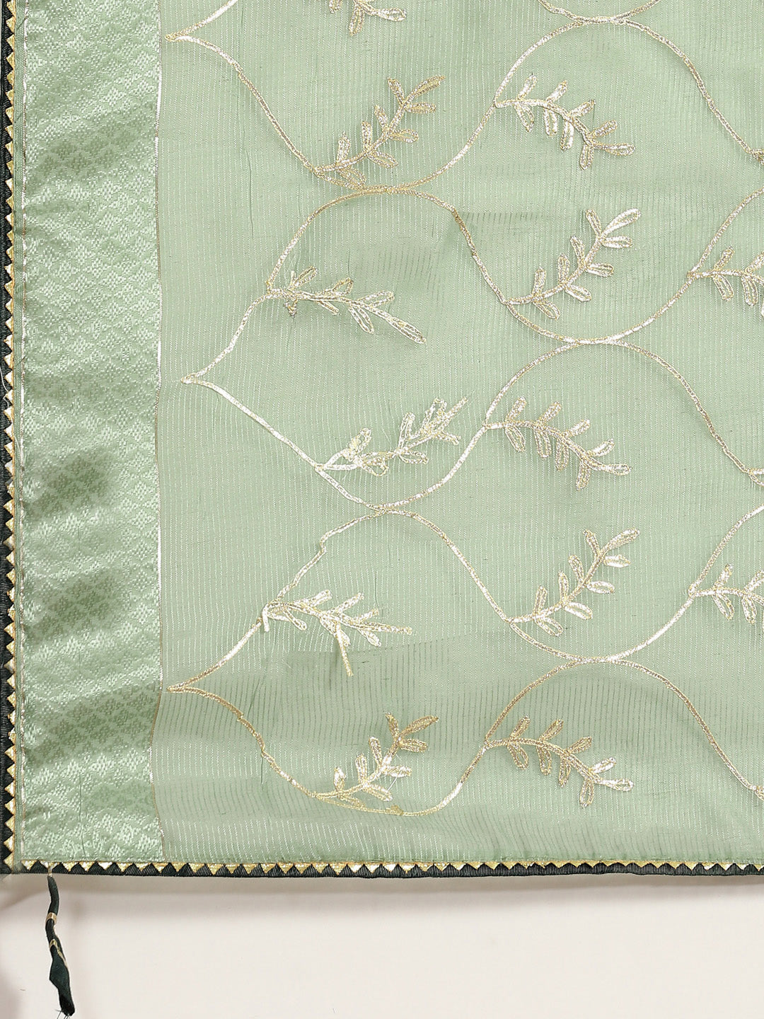 Gota Patti Embroidery Chanderi Saree With Resham Gota Border & Tassels