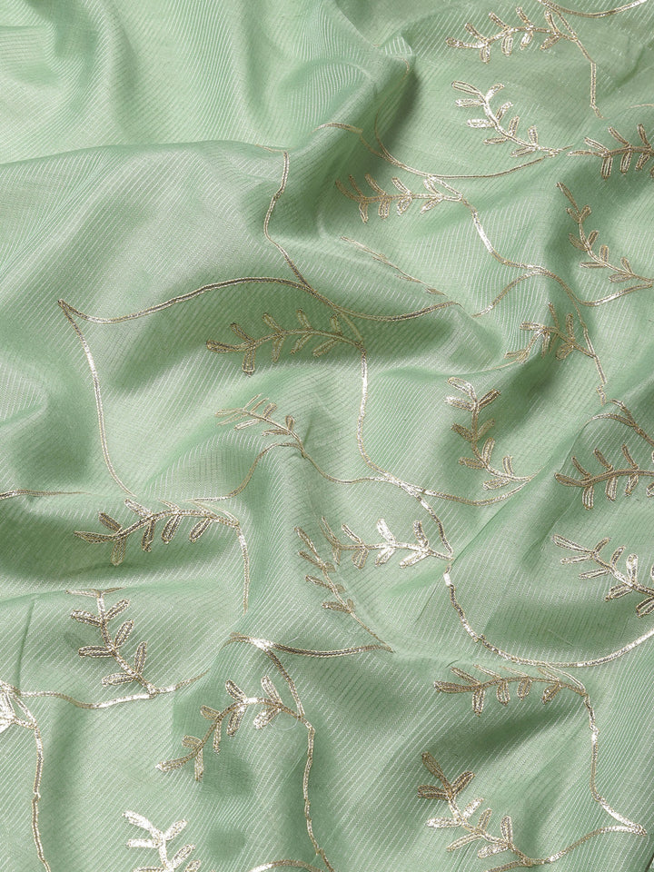 Gota Patti Embroidery Chanderi Saree With Resham Gota Border & Tassels