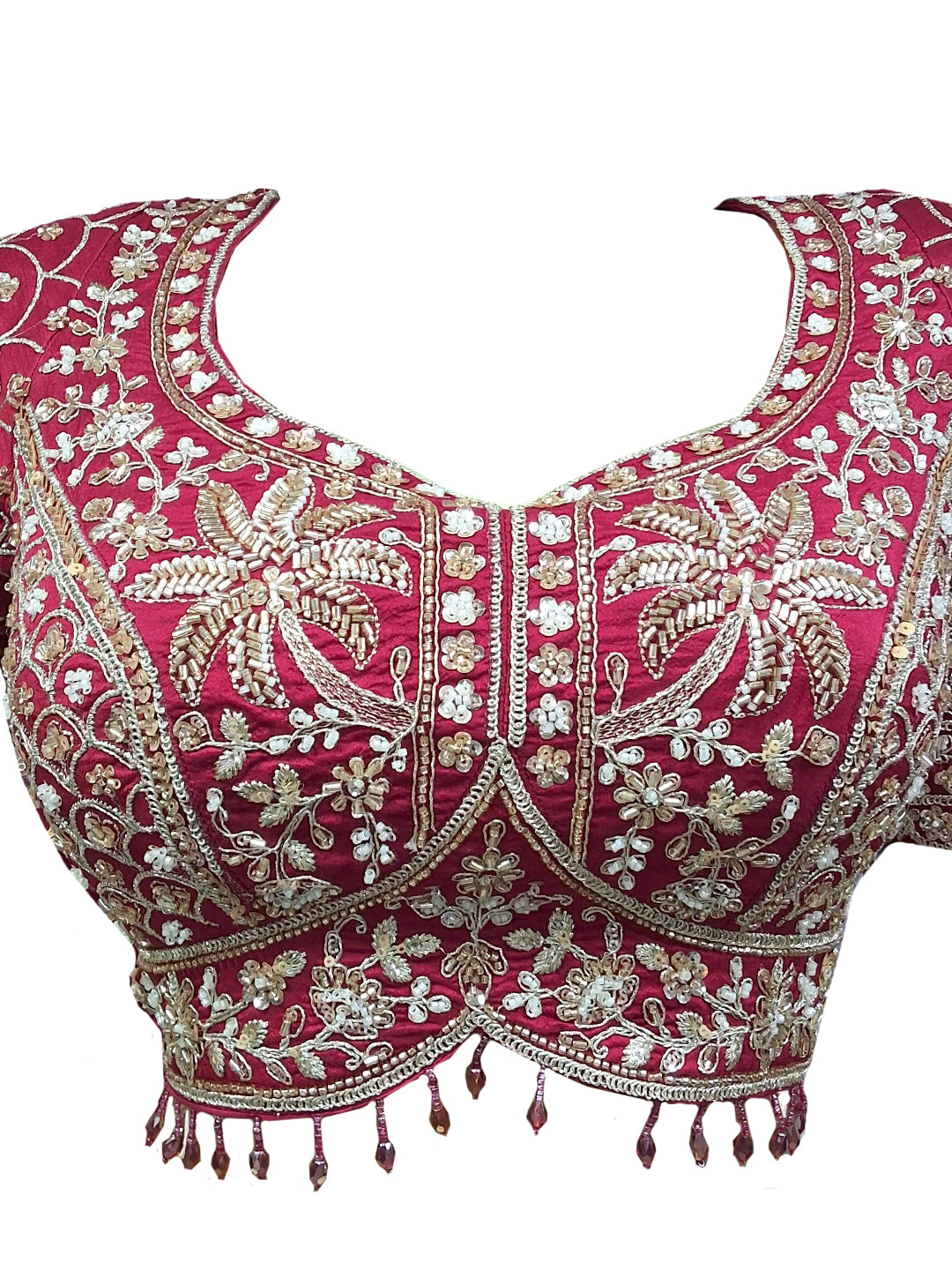 White Multicolor Panelled Bridal Lehenga Choli with Contrast Blouse