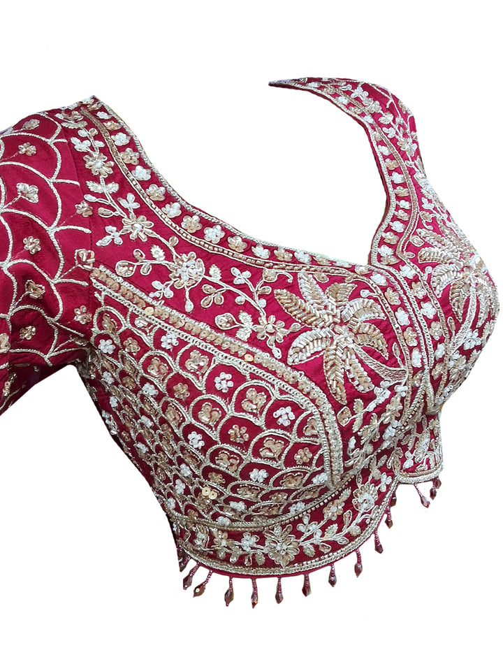 White Multicolor Panelled Bridal Lehenga Choli with Contrast Blouse