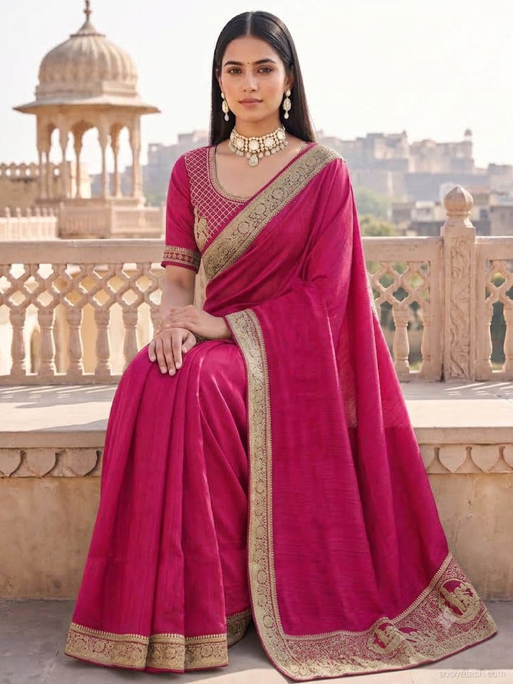 Silk Saree with Zari Woven Border and Embroidered Blouse Piece