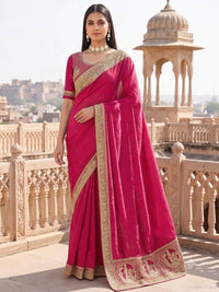 Silk Saree with Zari Woven Border and Embroidered Blouse Piece