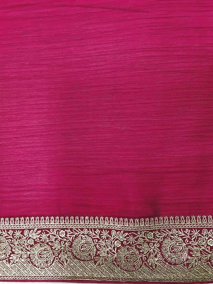 Silk Saree with Zari Woven Border and Embroidered Blouse Piece