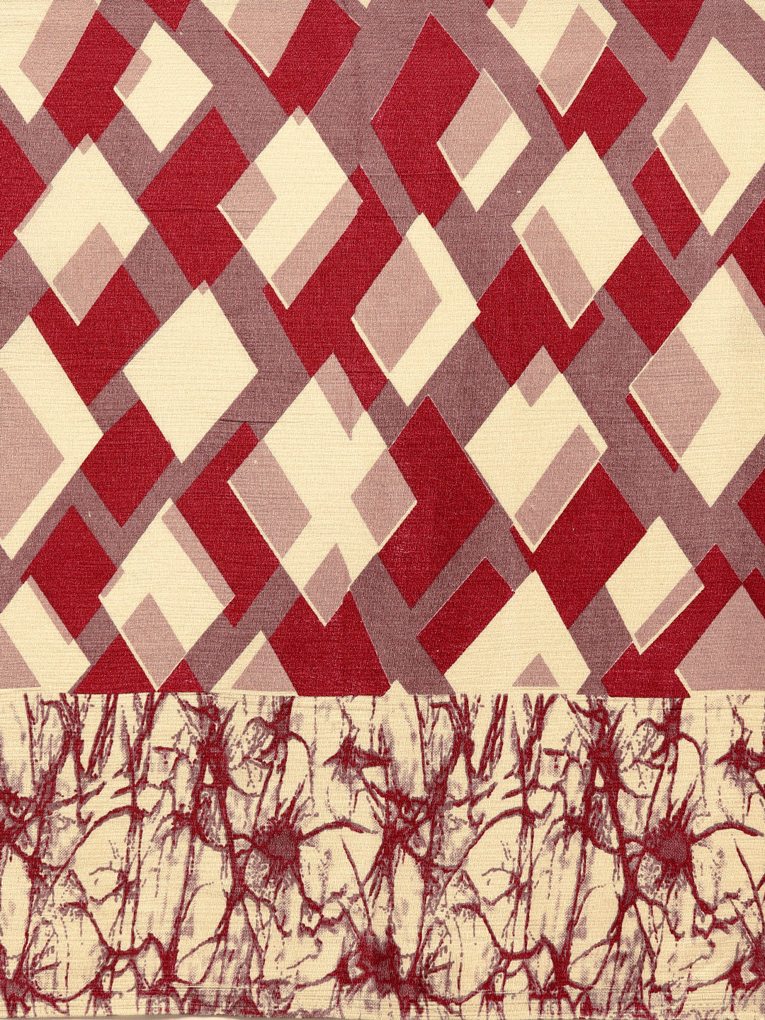 French Crepe Saree with Geometrical Colorblocked Print