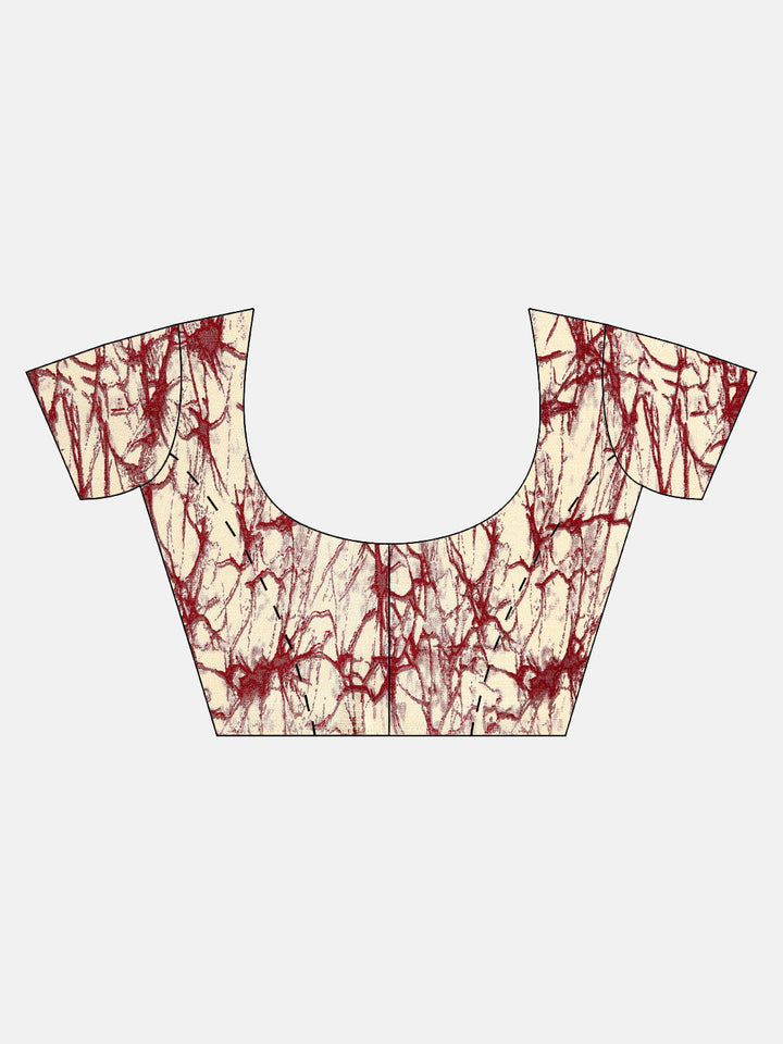 French Crepe Saree with Geometrical Colorblocked Print