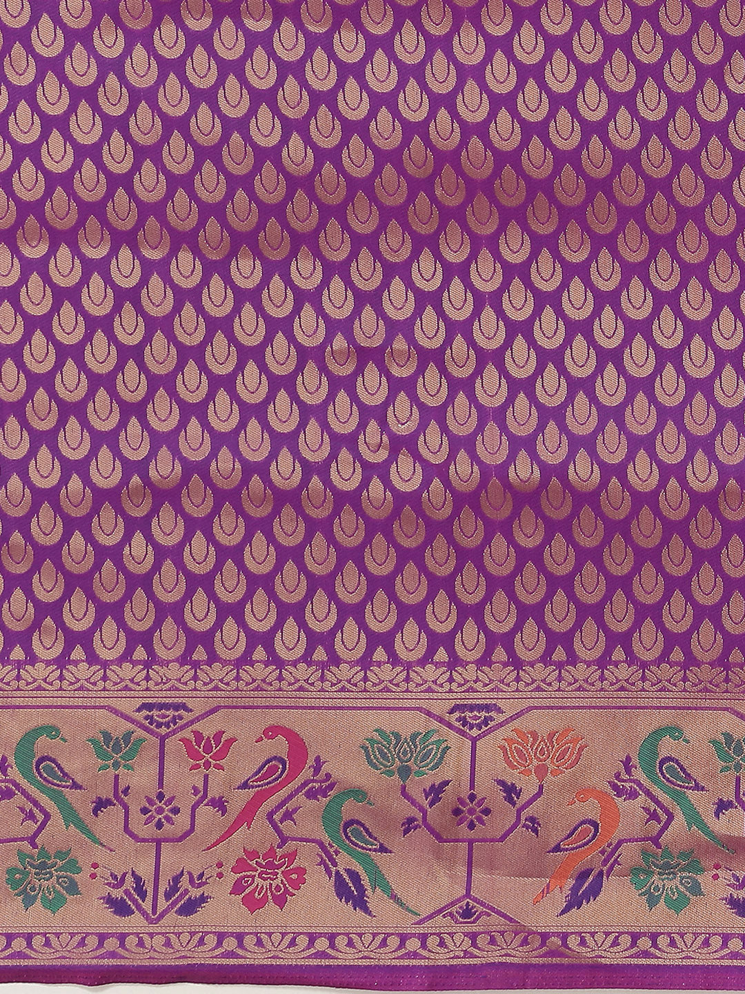 Wine Paithani Silk Handloom Saree with Zari Meenakari Peacock Motifs