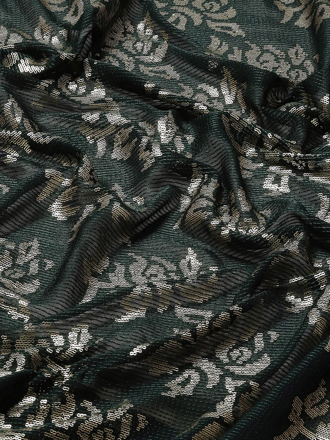 Bottle Green Cocktail Georgette Saree with Crystal Embellished Border
