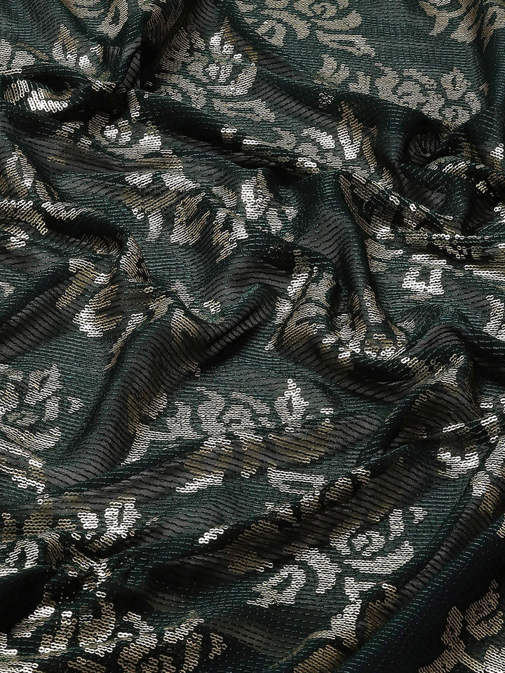 Bottle Green Cocktail Georgette Saree with Crystal Embellished Border