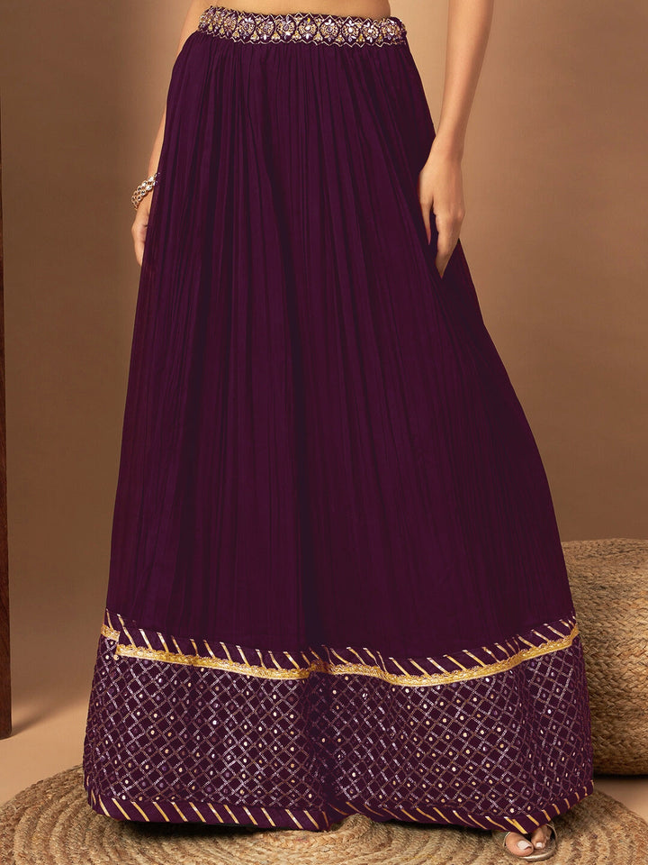 Mirror Embellished Flared Georgette Lehenga Set & Sequin Embroidered Chinon Dupatta