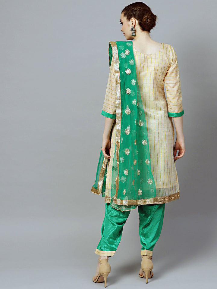 Chanderi Dress Material with Embroidered Dupatta