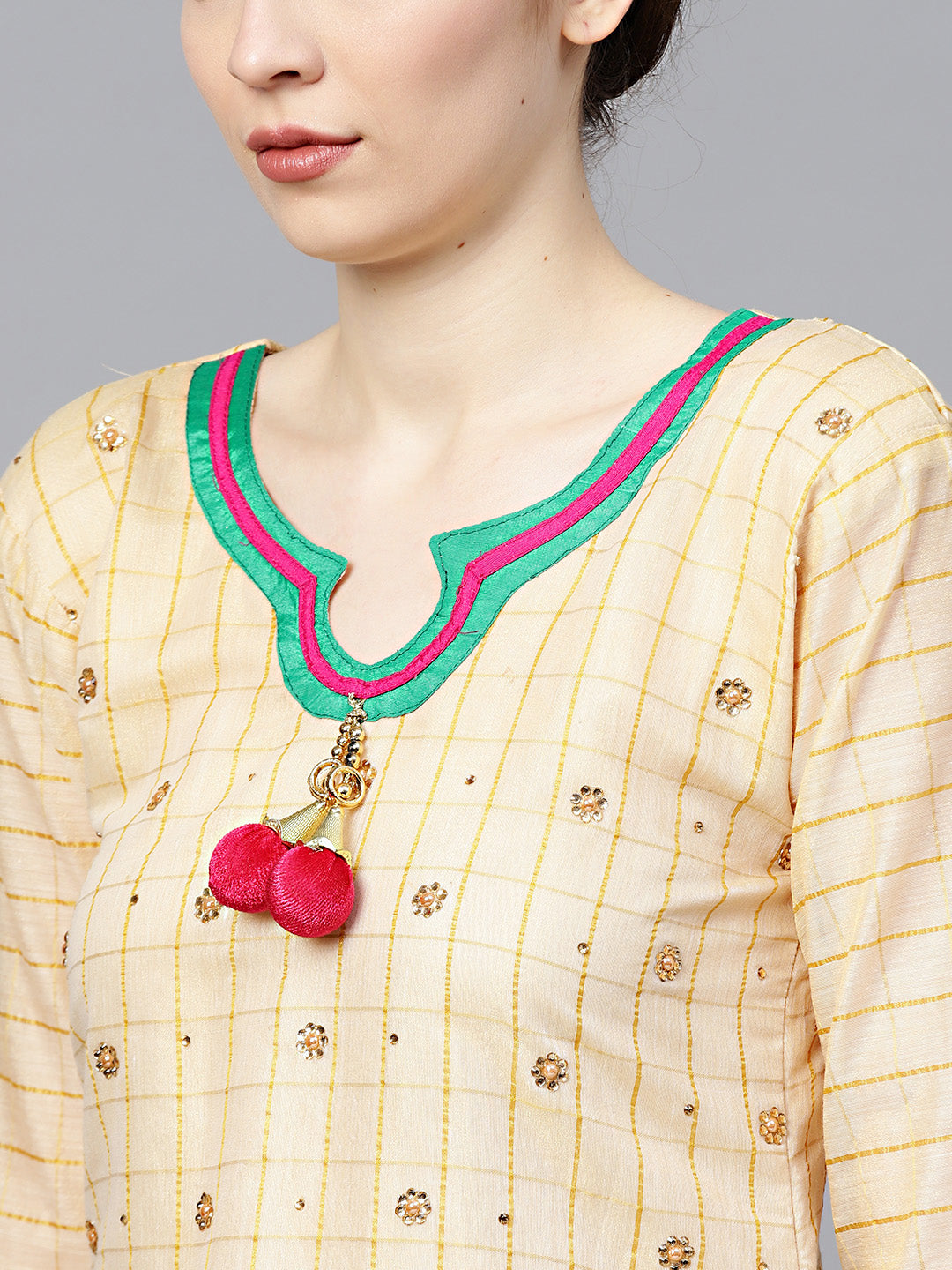 Chanderi Dress Material with Embroidered Dupatta