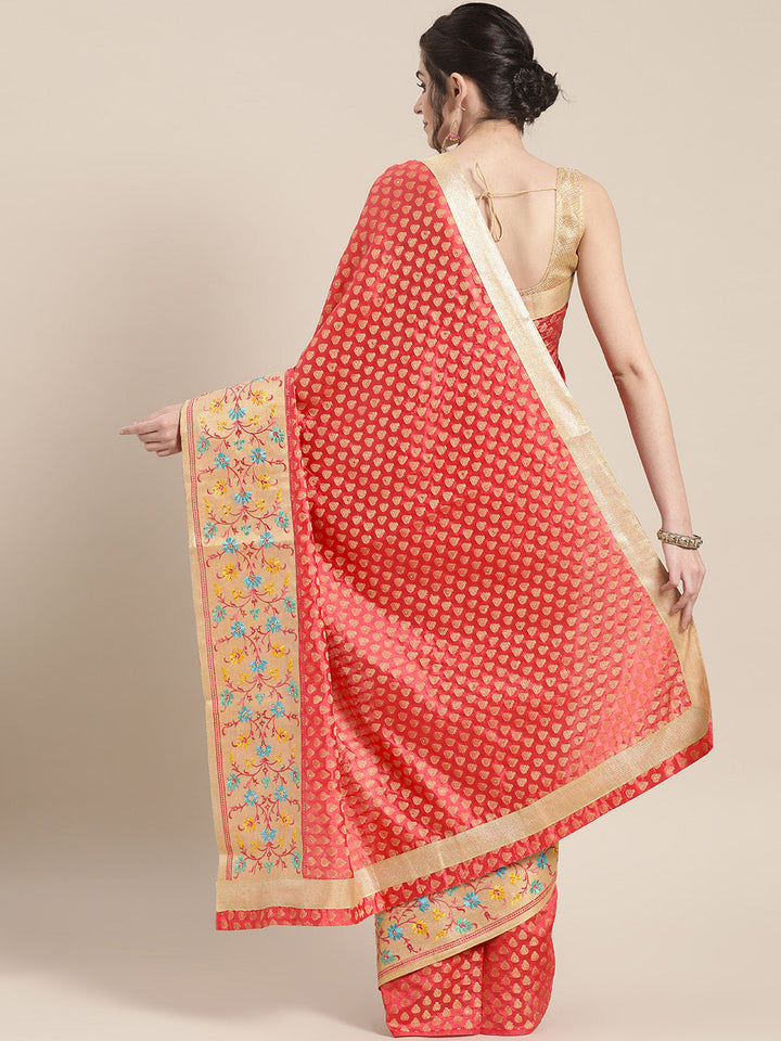 Chanderi Banarasi Silk saree with Resham Embroidery