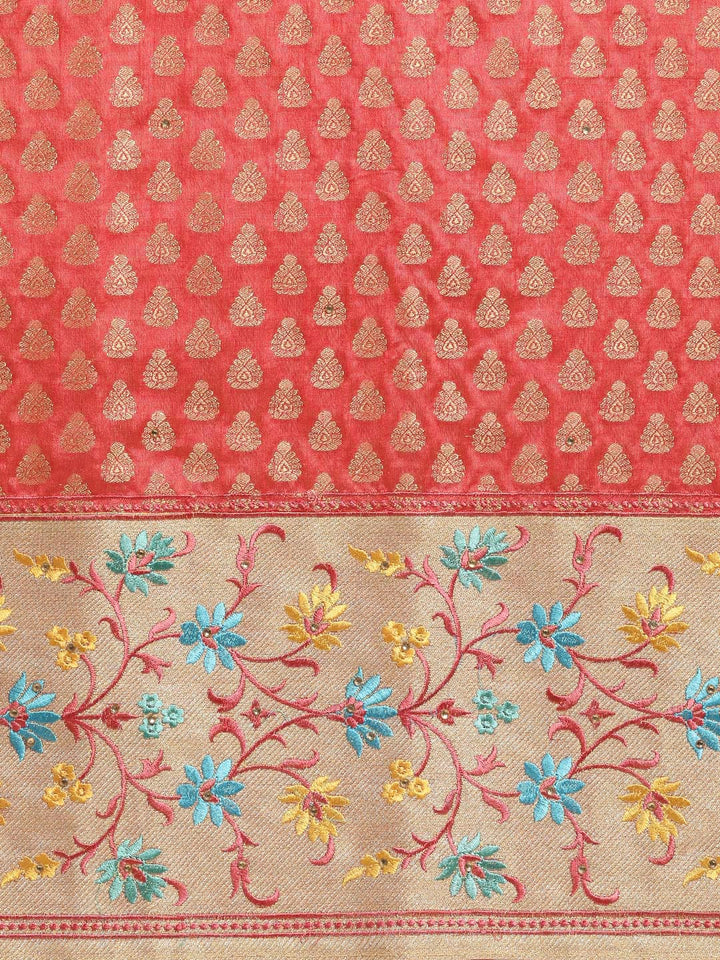 Chanderi Banarasi Silk saree with Resham Embroidery