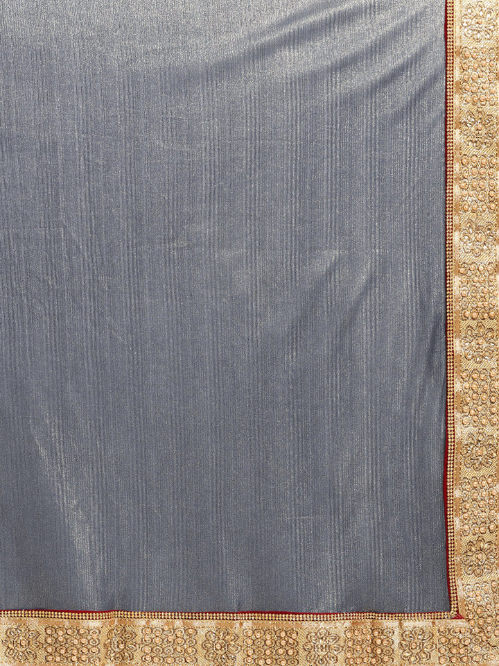 Shimmer Georgette Saree with Pearl Crystal Embellished Border