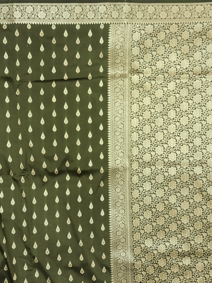 Mysore Handloom Silk Saree with Zari Woven Ethnic Tropical Motifs