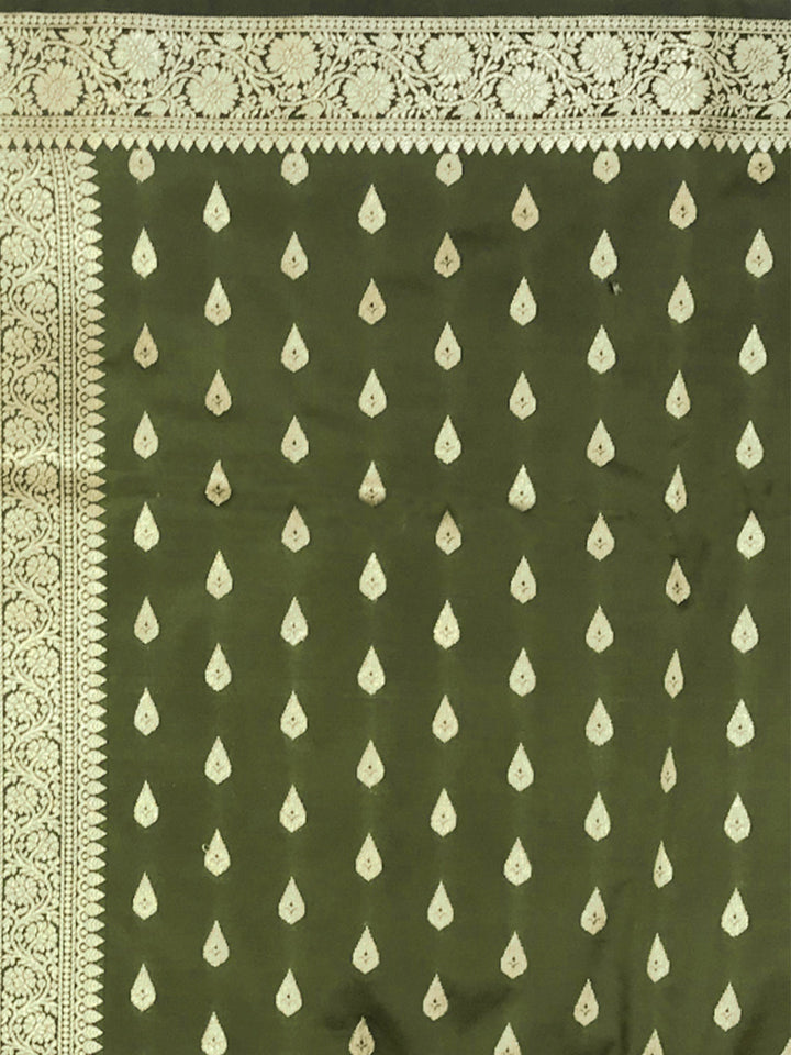 Mysore Handloom Silk Saree with Zari Woven Ethnic Tropical Motifs