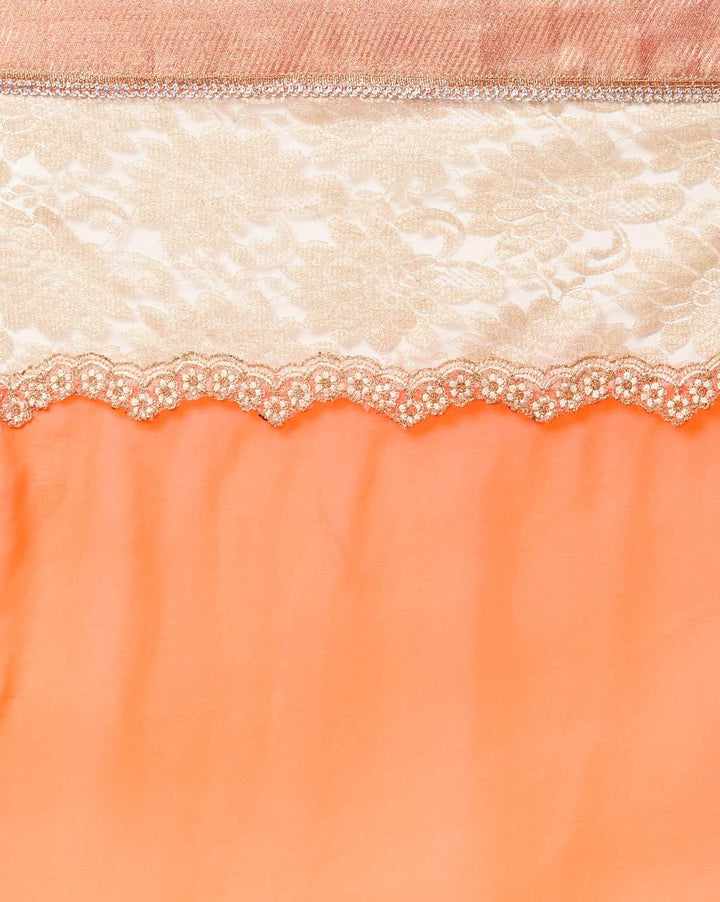Ombre Pastel Orange Georgette  Summer Saree with Chantilly Lace Border