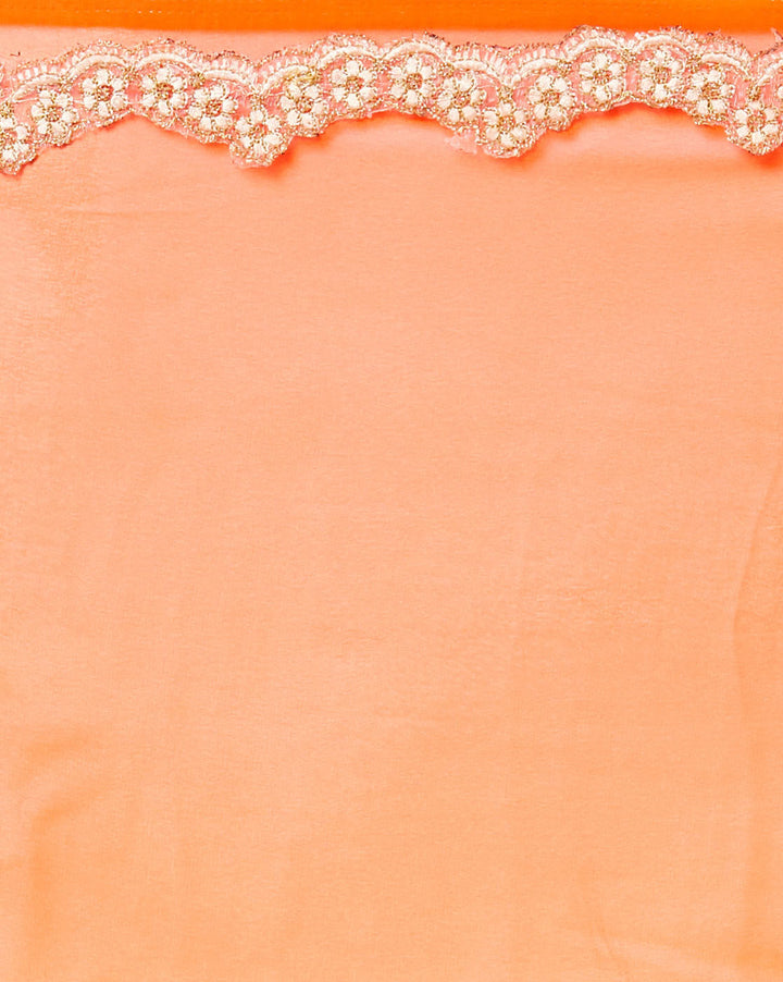 Ombre Pastel Orange Georgette  Summer Saree with Chantilly Lace Border