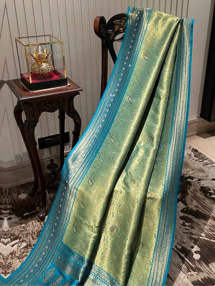 Graceful Blue and Green Silk Saree
