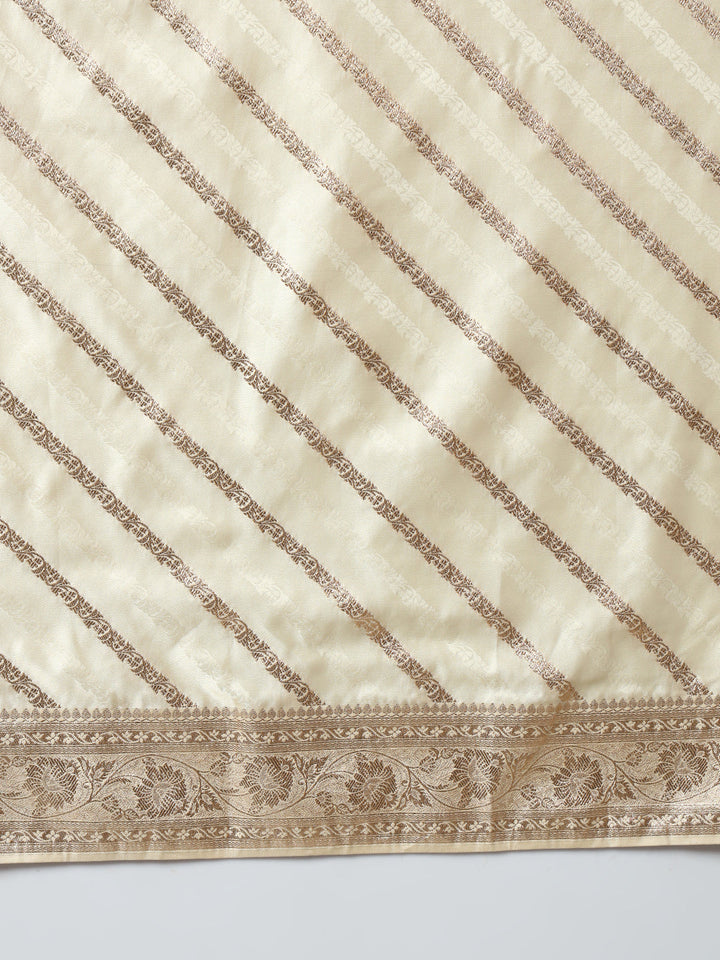 Handloom Banarasi Silk Saree with Resham & Zari weaving Stripes