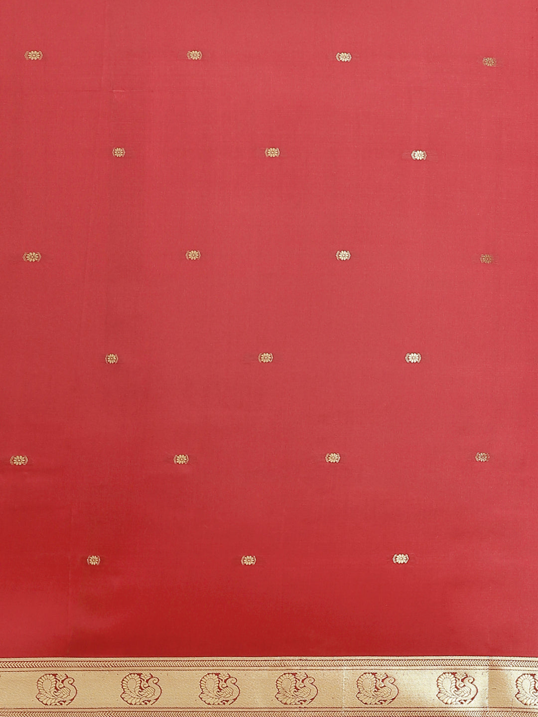 Kanjiwaram Dupion Silk Saree with Ethnic Weaving Broad Peacock Border and Contrast Pallu