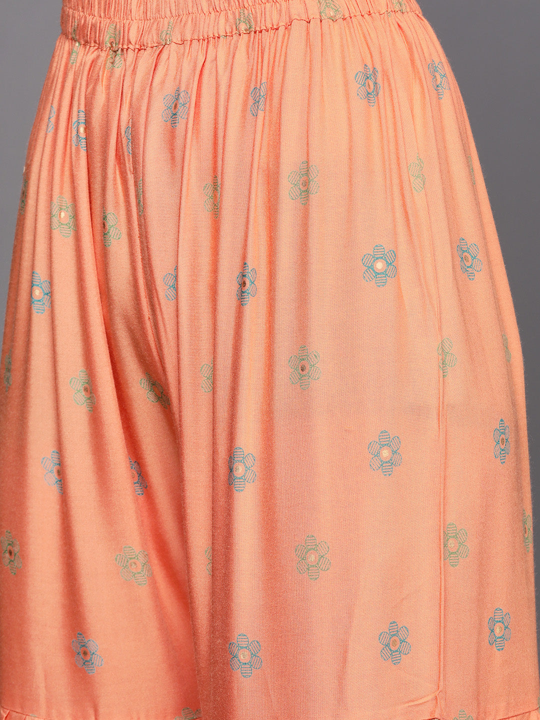 Floral Digital Print Mandarin Collar Kurta Sharara Set with Bell sleeves