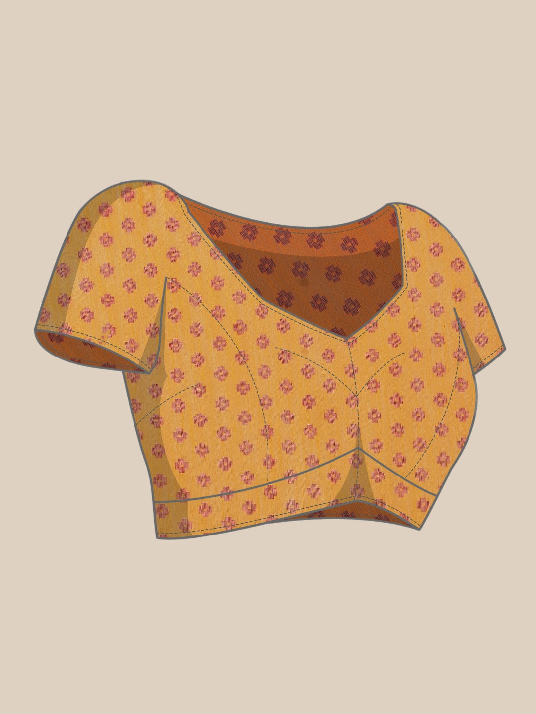 Mustard Abstract Geometrical Tribal Printed Chanderi Silk Saree