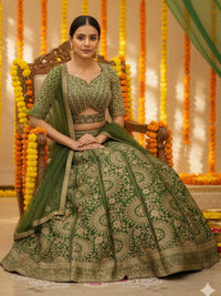Banarasi Silk Kalidar Lehenga with Zari Weaving, Princess Cut-blouse & Cut-out detail