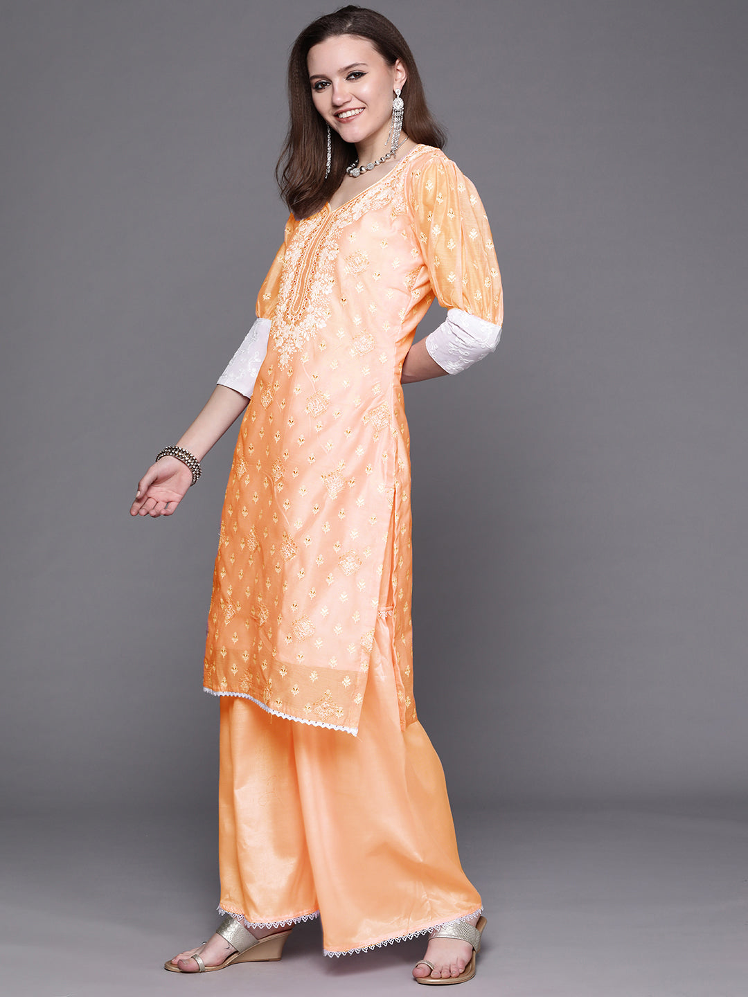 Chanderi Chikankari Sharara Suit with Chiffon Dupatta