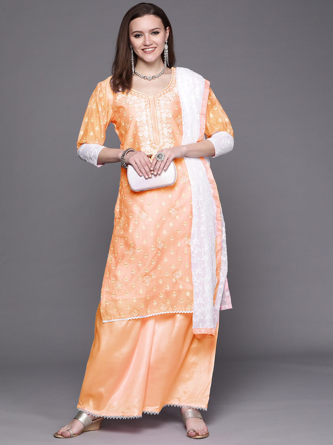 Chanderi Chikankari Sharara Suit with Chiffon Dupatta