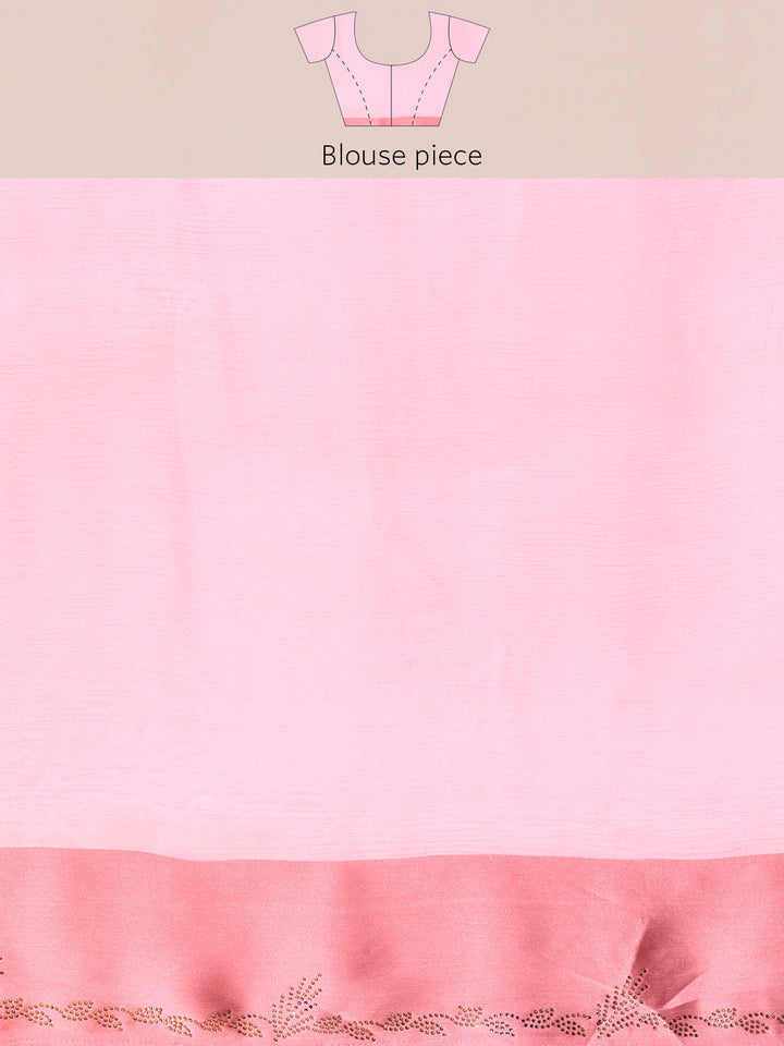 Mauve Pink Crystal Studded Saree with Resham Embroidered Floral motifs