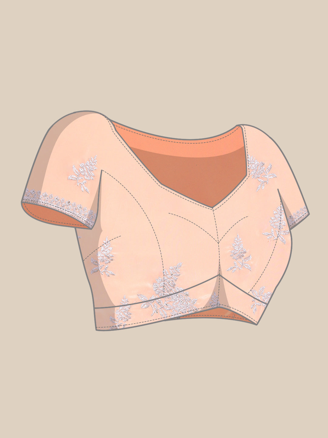 Peach Crepe Silver Embroidery & Stone Embellished Glamourous Saree