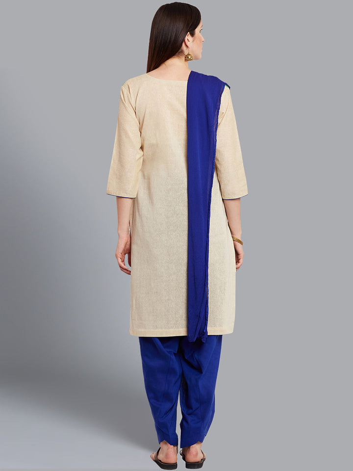 Cotton Dress Material with Tribal Inspired Resham Embroidery