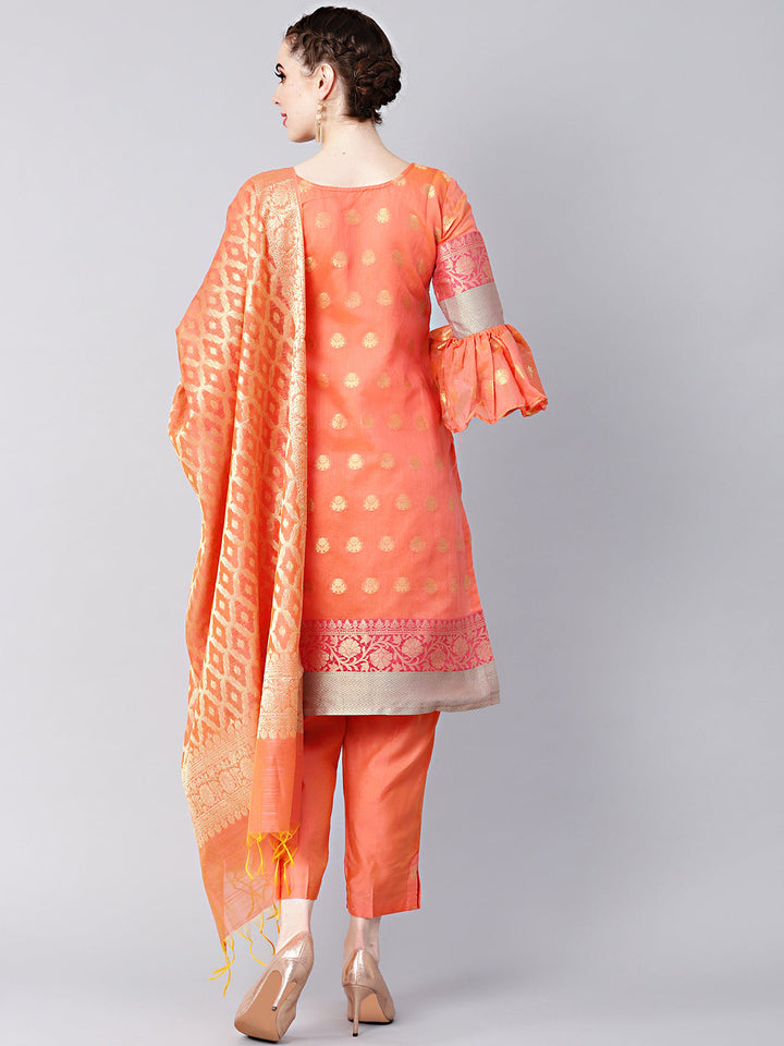 Handloom Banarasi Kurta Pants Set with Zari woven dupatta