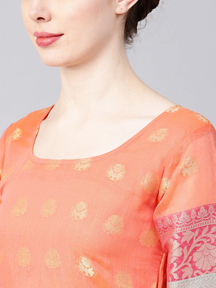 Handloom Banarasi Kurta Pants Set with Zari woven dupatta