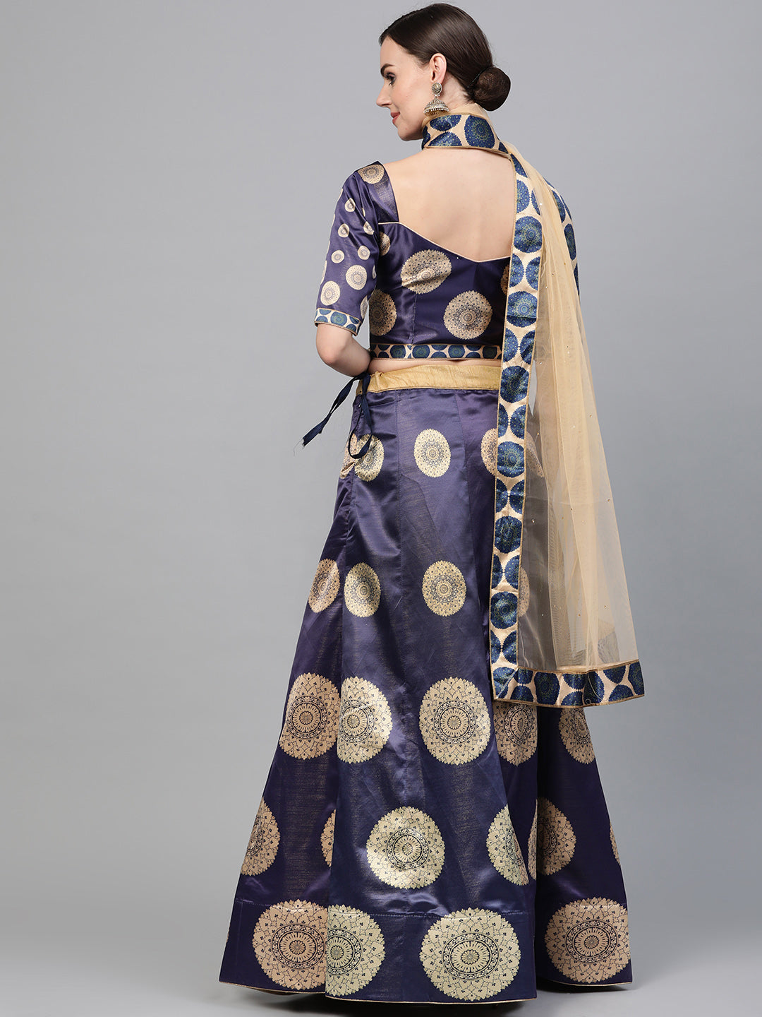 Digital Print Embellished Lehenga with Polka Dot styled Floral Motifs