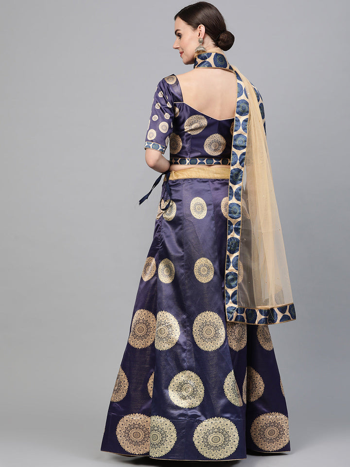 Digital Print Embellished Lehenga with Polka Dot styled Floral Motifs